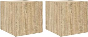 vidaXL 2 db sonoma tölgy színű fali TV-szekrény LED-del 30,5x35x30 cm