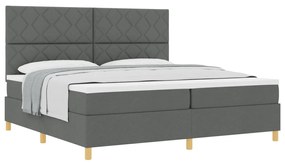 Box Spring Ágy Matrac Sötétszürke 200x200 cm Szövet