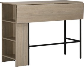 HOMCOM Bárasztal tárolóval – Bistroasztal, Középsziget, Összecsukható asztallap és 3 polc - 120 x 76 x 91.4 cm | Aosom