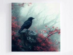 Poszter Madár Holló Köd Ősz Szikla Természet 80x80