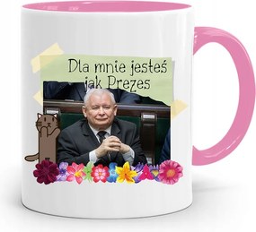 Rózsaszín Vicces Bögre Jaroslaw Kaczynski fényképes nyomattal