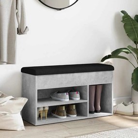 betonszürke szerelt fa cipőtároló pad 82 x 32 x 45,5 cm