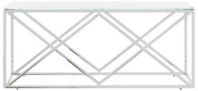 Üveg és rozsdamentes acél dohányzóasztal 110x45x45 cm