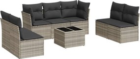 vidaXL 8 részes világosszürke polyrattan kerti ülőgarnitúra párnával