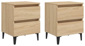 2 db sonoma tölgy színű szerelt fa éjjeliszekrény 40x35x50 cm
