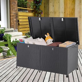 Casaria® Rattan tárolódoboz kerekekkel 150 cm - fekete