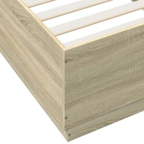 sonoma tölgyszínű szerelt fa ágykeret LED-del 90 x 200 cm