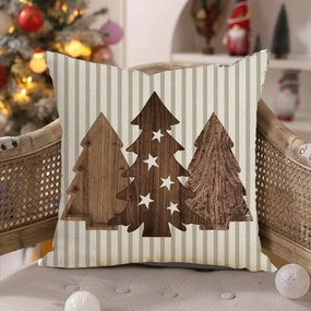 Karácsonyi párnahuzat WOODEN TREES 45x45 cm, bézs