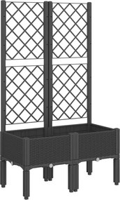 vidaXL fekete polipropilén rácsos kerti ültetőláda 80 x 40 x 142 cm