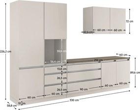 Konyhabútor, 3,3 m, matt kasmír/kasmír, ASTI 330