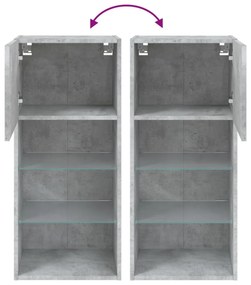 betonszürke TV-szekrény LED lámpákkal 40,5x30x90 cm