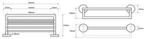 SAPHO XR419 X-Round törülközőtartó 65 x21,5 x 11 cm, ezüst