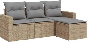 vidaXL 4 részes bézs polyrattan kerti ülőgarnitúra párnákkal