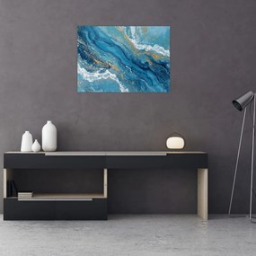 Üveg kép - Világoskék márvány arannyal II. (70x50 cm)