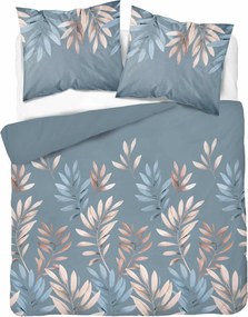 Kék Szatén Mikroszálas Ágyneműhuzat Levelek Ágak 160x200