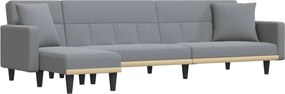 vidaXL világosszürke L-alakú szövet kanapéágy 275x140x70 cm