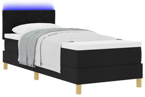 Boxspring ágy matraccal és LED-del - Fekete 80x200 cm Szövet
