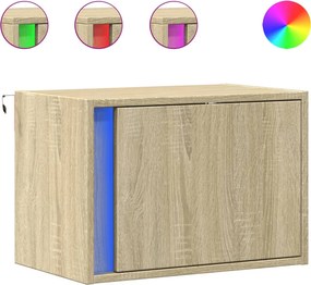 vidaXL 2 db sonoma tölgy színű fali éjjeliszekrény LED-világítással