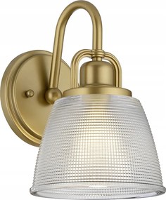 Fürdőszobai fali lámpa dekoratív sárgaréz üveg lámpabúra Quoizel izzóval