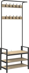 vidaXL Kabáthorog polcokkal Sonoma tölgy 75 x 34 x 184 cm Faanyag