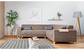 Barna kinyitható-tárolóhelyes sarokkanapé (jobb oldali-L alakú) Classy Sophie – Miuform