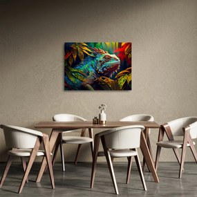 Üveg kép - Színes leguán (70x50 cm)