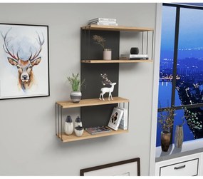 Fali polc Destan - Antracit, Pine