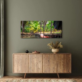 Kép - Fából készült hajó a csatornán, Thaiföld (120x50 cm)