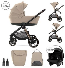 Lorelli Bianca 3az1-ben újszülött babakocsi Lorelli Aria Luxe hordozóval - Beige