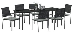 4-es szett Fekete PE rattan, porszórt acél 54x62.5x89 cm