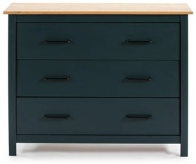 Sötétkék borovi fenyő alacsony komód 100x80 cm Miranda – Marckeric