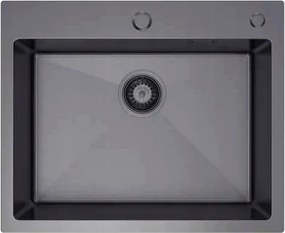 Doris mosogató csaptelep acél grafit 55 x 45 cm Szett adagoló csepegtető