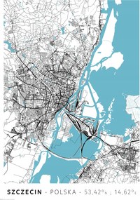 Szczecin Várostérkép poszter A2 42x59,4 cm