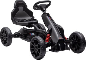HOMCOM Go-Kart Pedálos Autó Kézi Fékkel, Állítható Üléssel, Előre- és Visszaforgó Sebességekkel, EVA Kerekekkel, Gyerek Kettcar 3-8 Éves Gyermekeknek