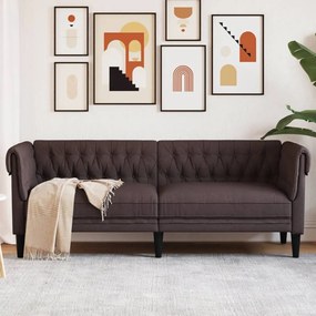 sötétbarna 3 személyes szövet Chesterfield kanapé