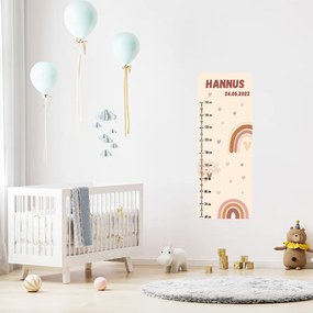 PIPPER. Textil falmatrica "Gyermek magasságmérő névvel  - Szivárvány"
