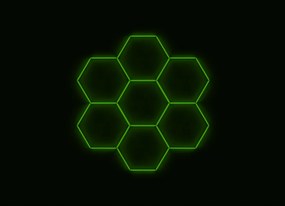 Komplett Led hatszögletű lámpa, 7 elemes, 238 x 252 cm