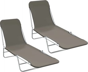 vidaXL 2 db szürke összecsukható acél és szövet napozóágy