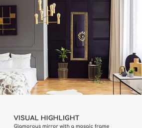 Casa Chic Norwich Tükör téglalap alakú fakeret 130 x 45 cm mozaik kivitelben