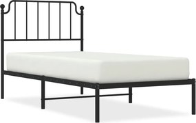 vidaXL fekete fém ágykeret fejtámlával 90 x 200 cm