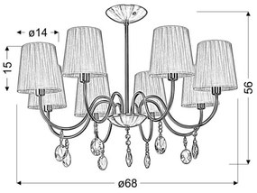 Csillár rúdon SORENTO 8xE14/40W/230V fekete