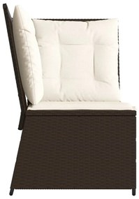 Barna polyrattan kerti sarokkanapé párnákkal