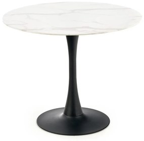 Asztal Houston 901Fehér márvány, Fekete, 72cm, Edzett üveg, Fém