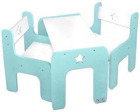 NELLYS Csillag bútorkészlet - Asztal + 2 x szék - menta fehérrel, D19
