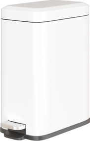 HOMCOM 5L Vödör Pedállal és Lassan Záródó Fedéllel, Hulladékgyűjtő Belső Vödörrel a Nappaliba, Irodába, Fém, Fehér, 29.2 x 14 x 32 cm | Aosom