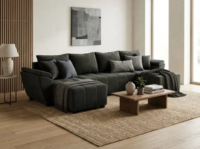 Kihúzható U alakú ülőgarnitúra LIVARO 305x140 cm, sötétszürke