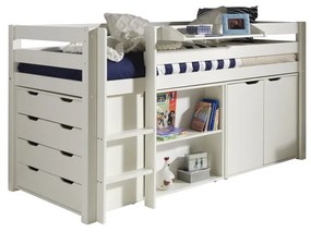 Fehér magasított borovi fenyő gyerekágy 90x200 cm PINO – Vipack