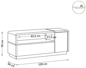 Mazzoni FOLK RTV-120 TV-állvány Fehér Fényes/Matt + Millenium Beton - MODERN NAPPALIBA/SZOBÁBA