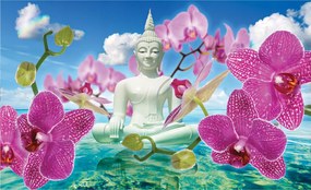 Fotótapéta Buddha és orchideák Harmónia és pihenés a kertben 200x140 +ragasztó