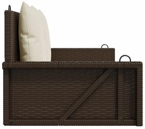 barna polyrattan hintapad párnával 119 x 56 x 48 cm